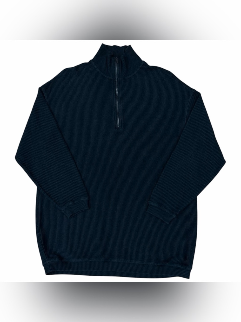 Aerie Women's Black 1/4 Zip Ribbed Oversized Pullover Sweater Size XS